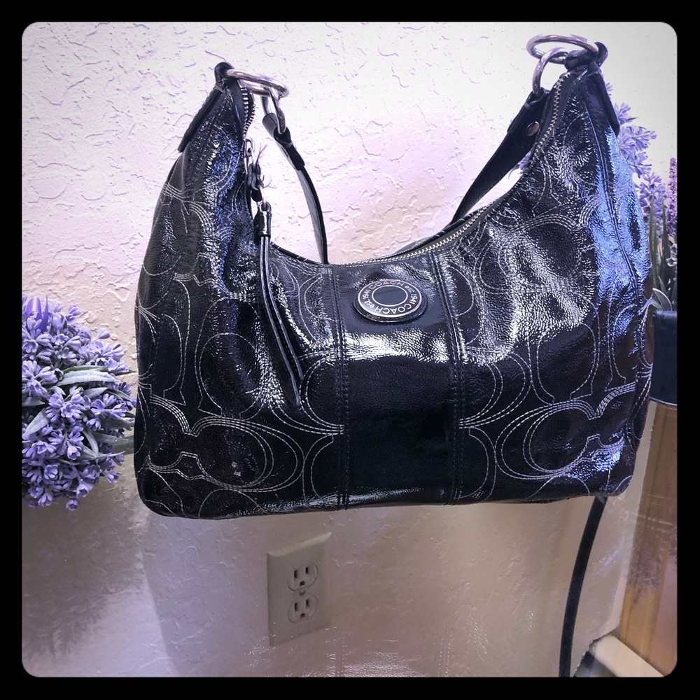 COACH signature patent leather bag